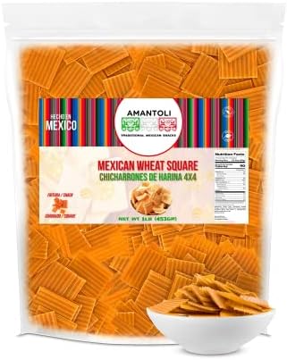 Amantoli - Mexican Duritos Square 4x4 Wheat 1Lb (453gr) Snack, Traditional, Crunchy, Delicious | Chicharron / Fritura De Harina En Forma De Cuadrado 4x4 Para Freir | Made In Mexico.