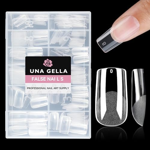 UNA GELLA Medium Square Gel Nail Tips Half Matte 312pcs Medium Square Gel x Nails Full Cover False Acrylic Nails Tips for Press On Nails DIY Art Salon Nail Extensions, 12 Sizes