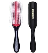 Denman Curly Hair Brush D4 (Black & Red) 9 Row Styling Brush for Styling, Smoothing Longer Hair a...