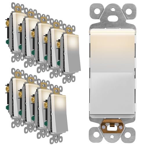 LIDER Decorator Switch with Lighted Paddle, UL Listed, Illuminated Paddle Switch, Matte Finish Rocker Switch, 1-Pole or 3-Way