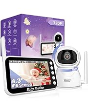 OBVHNUA Vigilabebés Cámara, Camara Vigilancia Bebe Inteligente, Pantalla LCD De Gran Tamaño De 4,3&#34;/VOX/Agrandar/Visión Nocturna/Monitoreo de Temperatura/Conversación Bidireccional