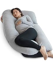 Pharmedoc Almohada para Embarazadas, Almohada de Cuerpo Entero en Forma de U Gris y Soporte para la Maternidad - Soporte para la Espalda, Caderas, piernas y Vientre para Mujeres Embarazadas