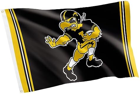 Desert Cactus University of Iowa Flag Hawkeyes Banners 100% Polyester Indoor Outdoor 3x5 feet Flags (Style D)