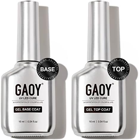 GAOY 16ml 2 Pcs Glassy Gel Top Coat and Base Coat Set,No Wipe Foundation Combination for UV Light Cure Nail Polish