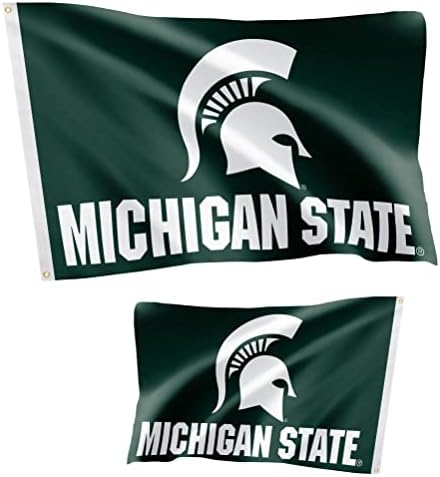 Desert Cactus Michigan State University Flag Double Sided Spartans MSU Banners 100% Polyester Indoor Outdoor 3x5 feet Flags (Double Sided - Flag A)