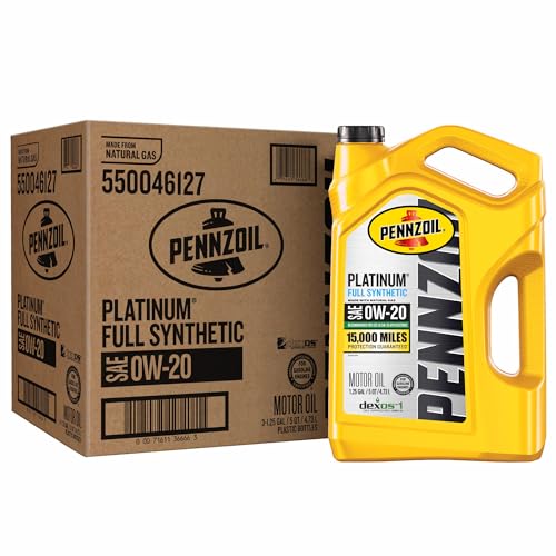 Pennzoil Platinum Full Synthetic 0W-20 Motor Oil (5-Quart, Pack of 3)