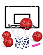 OSDUE Mini-basketbalkorf, set voor binnen, voor kinderen, basketbalmand in de kamer, wandmontage met 4 ballen, basketbalkorven, deurset voor jongens en meisjes, outdoor, indoor, cadeau voor kinderdag