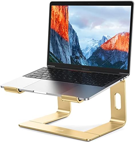 BESIGN LS03 Aluminum Laptop Stand, Ergonomic Detachable Computer Stand, Riser Holder Notebook Stand Compatible with Air, Pro, Dell, HP, Lenovo More 10-15.6" Laptops, Gold