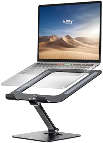 Nulaxy Laptop Stand for Desk, Ergonomic Foldable Computer Stand with Adjustable Height, Ventilated Aluminium Alloy Riser Compatible with MacBook, Dell XPS, HP, Lenovo More 10-14" Laptops, Black