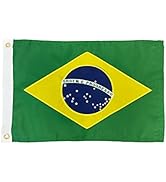 Homissor Brazilian Flag 12x18 Inch Embroidered Brazil National Flags Sewn Stripes Heavy Duty Outd...