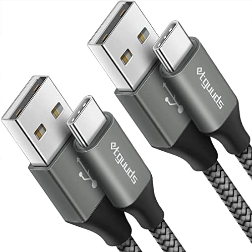 etguuds USB to USB C Cable 3.3ft, 2-Pack USB A to Type C Charger Cord Fast Charging for Samsung Galaxy A15 A25 A35 A55 A54, S24 S23 S22 S21 S20 S10 S10E, Note 20 10, Moto G, for iPhone 16 15, Gray