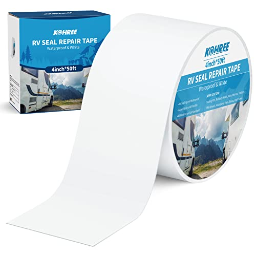 Kohree RV Sealant Tape, 4 Inch x 50 Foot RV White Roof Seal Tape UV & Weatherproof Sealant Roofing Tape for RV Repair, Window, Boat Sealing, Truck Stop Camper Roof Leaks [Upgrade]