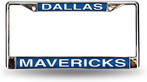 Rico Industries NBA Dallas Mavericks - Blue Insert Laser Cut Inlaid Standard Chrome License Plate Frame , 6 x 12.25"