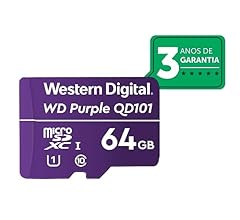 Cartão de Memória Com 3 anos de Garantia Micro SD 64GB WD Purple Intelbras