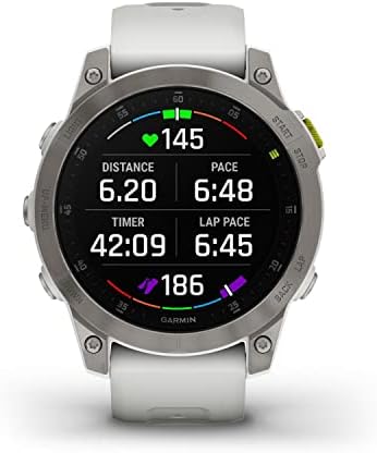 Garmin epix Gen 2, Premium active smartwatch, Health and wellness features, touchscreen AMOLED display, adventure watch with advanced features, white titanium