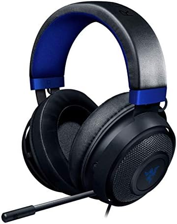 Razer Kraken Gaming Headset: Lightweight Aluminum Frame - Retractable Noise Isolating Microphone - for PC, PS4, PS5, Switch, Xbox One, Xbox Series X & S, Mobile - 3.5 mm Headphone Jack - Black/Blue