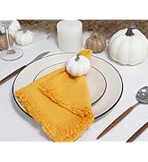 PurpleEssences Cloth Napkins with Fringes 100% Cotton Delicate Cloth Napkins for Dinners, Parties...