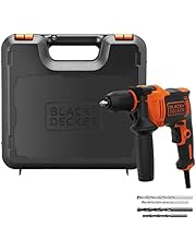 BLACK+DECKER Taladro Percutor con Cable 710W, Portabrocas 13mm, Incluye 4 Brocas, empuñadura lateral y maletín, Velocidad 0-2800 RPM, Impactos 0-47,600 IPM, BEH710K-QS