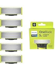 Philips OneBlade Authentiques Lames de rechange, pour rasoir/tondeuse électrique OneBlade, acier inoxydable robuste, taille, stylisation et rasage, lot de 5, (modèle QP250/50)