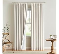 Vision Home Natural Full Blackout Curtains Linen Blended Darkening Window Curtains 84 inch for Living Room Bedroom Thermal …