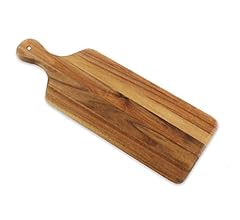 Villa Acacia Wooden Cutting Board - 17 x 6 Inch Wood Board Serving Tray for Bread and Cheese with Handle - Decorative Charc…