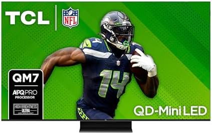 TCL 65-Inch QM7 QLED 4K Smart QD-Mini LED TV with Google TV (65QM751G, 2024 Model) Dolby Vision IQ, Dolby Atmos, HDR, Game Accelerator up to 240Hz, Voice Remote, Works with Alexa, Streaming Television