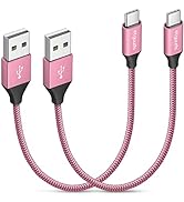 etguuds Pink USB C Cable Short 1ft, 2-Pack Fast Charging USB A to USB C Type Charger Cord for Sam...