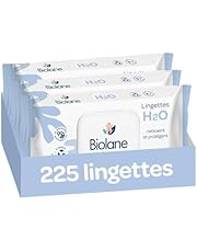 BIOLANE - Lingettes bébé à l&#39;eau - 225 Lingettes - Lot de 3x75 - Nettoyage doux et efficace - Dès la naissance - Qualité Française