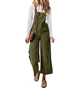 Happy Sailed Women Corduroy Overalls Casual Loose Sleeveless Adjustable Strap Wide Leg Jumpsuits ...