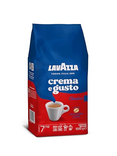 Lavazza, Crema e Gusto Classico, Café en Grano Natural, Ideal para la Máquina de Café Espresso, con Notas Aromáticas de Espec