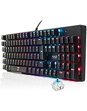 Teclado Mecânico Gamer Switch Blue Led Rgb 7 Cores Rainbow 12 Funções Anti Ghosting Abnt2 Usb para Pc Computador Notebook Mac