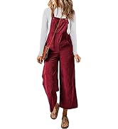 Happy Sailed Women Corduroy Overalls Casual Loose Sleeveless Adjustable Strap Wide Leg Jumpsuits ...