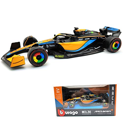 XTD Bburago 1:43 2022 F1 McLaren MCL36 #3 Daniel Ricciardo #4 Lando Norris Alloy Luxury Vehicle Diecast Cars Model Toy (2022 MCL36 #3)