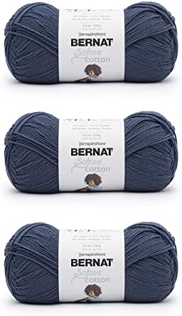 Bernat Softee Cotton Seaside Blue Yarn - 3 Pack of 120g/4.25oz - Nylon - 3 DK (Light) - 254 Yards - Knitting, Crocheting & Crafts