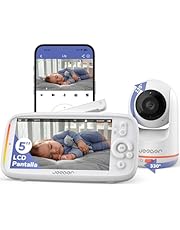 jeeber 2K/3MP Camara Vigilancia Bebe con App Movil, 5&#34; IPS Pantalla, Rotación de 360 ​​Grados, Visión Nocturna en Color,Detección Inteligente de llanto, Área de Seguridad Personalizada, VOX