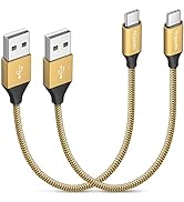 etguuds Short USB C Cable Gold 1ft Fast Charging, 2-Pack USB A to USB C Type Charger Cord for Sam...