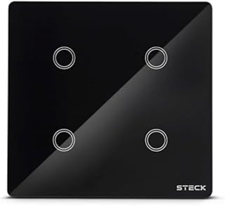 Steck, Interruptor Inteligente 4X4", Touch Wi-Fi Steck Ambiente Conectado, 4 Módulos, Bivolt, Preto