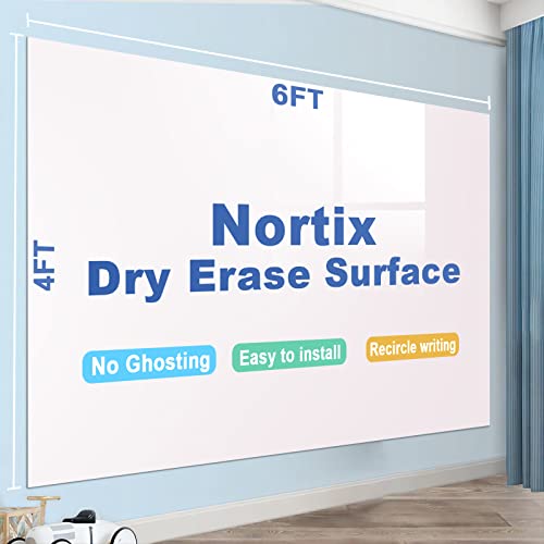 Nortix White Board Paper for Wall, Whiteboard Contact Paper, Dry Erase Peel and Stick Wallpaper Stain-Proof Dry Erase Wall Decal, 1 Piece (4x6ft)