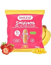 Smileat | Bolsas de Smilitos Ecológicos para Niños Sabor Fresa y Plátano | Gusanitos Saludable para Niños | Snack Saludable de Maíz | Alternativa Merienda Infantil Sana | 1 Bolsa de 25 g