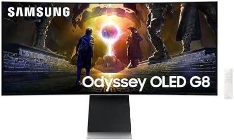 SAMSUNG 34" Odyssey G85SD Series QD-OLED Ultra WQHD Curved Gaming Monitor, 175Hz, 0.03ms, DisplayHDR True Black 400, AMD FreeSync Premium Pro, Advanced Game Streaming, LS34DG856SNXZA, 2024