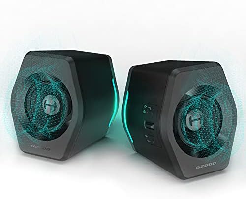 Edifier G2000 32W PC Gaming Computer Speakers for Laptop Mac Desktop Computer Woofer Speakers Bluetooth USB 3.5mm AUX Inputs RGB Lights Multimedia Speakers Black