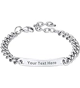 PROSTEEL Custom Bracelet for Men Women, Stainless Steel ID Bracelets, Name Date Initial Quote Eng...