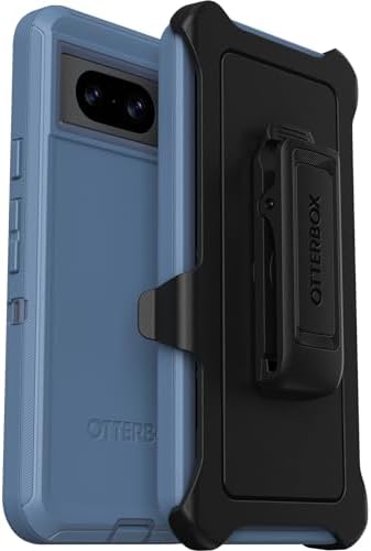 OtterBox Google Pixel 8 Defender Series Case - Baby Blue Jeans, Rugged & Durable, with Port Protection, Includes Holster Clip Kickstand