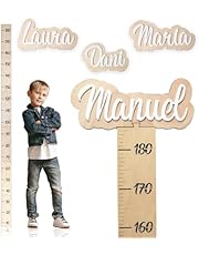 JR Maderas Tabla de Medición para Pared - Tabla de Crecimiento para Niños - Regla de Pared de Madera 160 CM x 180 CM - Regla Personalizada con Nombre - Tabla de Altura de Pared para Guarderia.