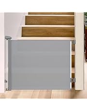 FUNYKICH Puerta Seguridad Bebé Extensibles，Barrera de Seguridad para Bebé hasta 180 cm, Operación con Una Mano, Retráctil Vallas para Escaleras para Bebés y Perros