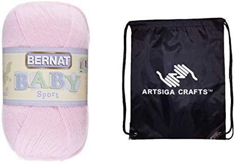 Bernat Baby Sport Big Ball Solids Baby Pink 163121-21420 (1-Skein - Same Dye Lot) DK Light Worsted #3 Acrylic Yarn for Crocheting and Knitting with Project Bag