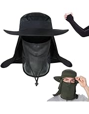 OBOAA Sombrero de Pesca Protección UV, Gorro Protección Solar Anti-UV UPF50+ con Velo y Mosquitera Extraíble Sombrero Tapa, Sombreros Impermeables y Anchos para Senderismo, Camping, Playa, Unisex