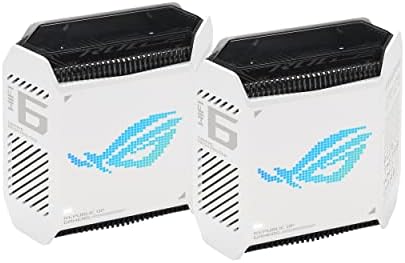 ASUS ROG Rapture GT6 (2PK) AX10000 Tri-Band WiFi 6 Gaming Mesh System, Covers up to 5,800 sq ft, 2.5 Gbps Port, Triple-Level Game Acceleration, UNII 4, Free Lifetime Internet Security, Moonlight White