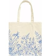 PurpleEssences Canvas Tote Bag Aesthetic with an Inner Pocket for Women, Cute Reusable Cloth Cott...