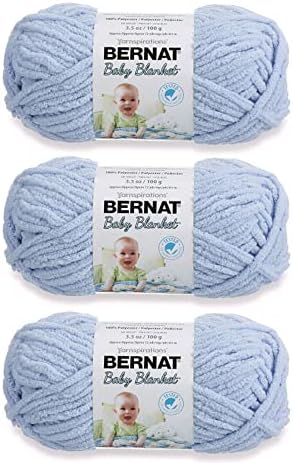 Bernat Baby Blanket Baby Blue Yarn - 3 Pack of 100g/3.5oz - Polyester - 6 Super Bulky - 72 Yards - Knitting/Crochet